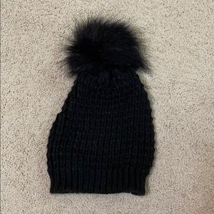 Black Pom beanie